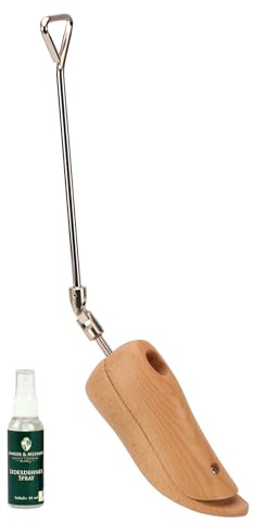 Langer & Messmer Schuhdehner und Stiefeldehner für den Spann und Rist für Damen gegen drückende Schuhe - gefertigt aus massivem Buchenholz inkl. Lederdehnerspray 50ml (Stiefel, 38/40)