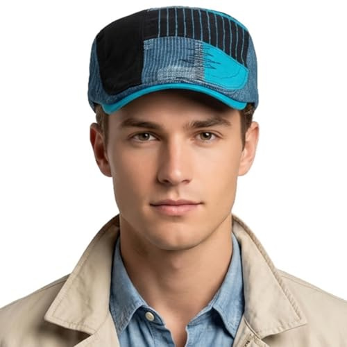 HIQIU Schiebermütze Herren Patchwork - Flatcap Herren Barret Cap Farbig Schirmmütze Vintage Baskenmütze Gatsby Newsboy Cap