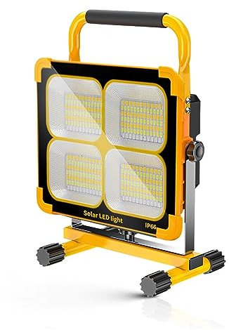 Projecteur LED extérieur, 1000W LED Portable Rechargeable Projecteur Solaire Projecteur Alimenté Par Batterie Lampe De Travail En Plein Air Camping Lanterne pour portes de garage de jardin(1000W solar