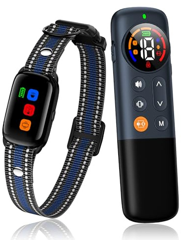 Collar de entrenamiento para perros con control remoto, collar antiladridos para perros pequeños, medianos y grandes de 10 a 120 libras, impermeable, bloqueo seguro, 2000 pies, collar indoloro y