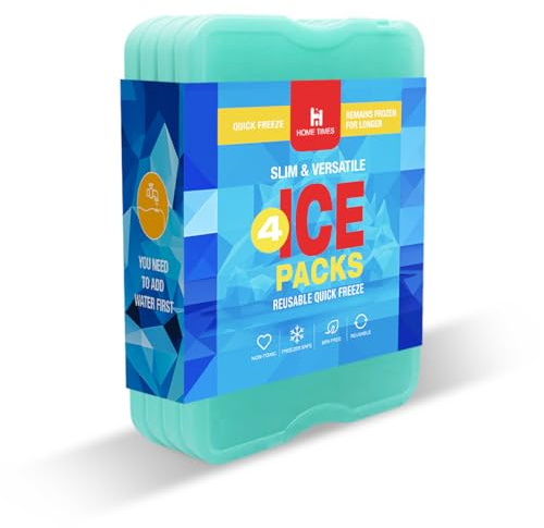 hometimestore Pane refrigeranti sottili per borsa frigo, senza BPA, riutilizzabili e salvaspazio, per campeggio, pesca, viaggi su strada e spiaggia, 4 pezzi