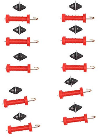 10Pcs Electric Fence Gate Electric Fence Gate Handle, Handle Handles ABS Red with 10Pcs Insulators for Replace the Old One