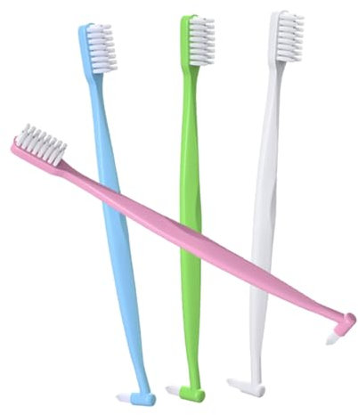 HAPINARY 4pièces Brosse à Dents à Double Tête Outils De Nettoyage Interdentaire Et Soin Oral Multi-usage Bleu Blanc Rose Vert