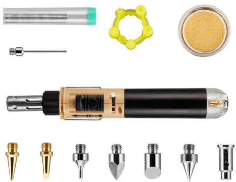 Mcclellanty Soldador de Gas Inalámbrico Pistola de Soplador Antorcha Autoencendido Arranque Instantáneo Herramienta de Soldadura con Control de Llama Ajustable,B