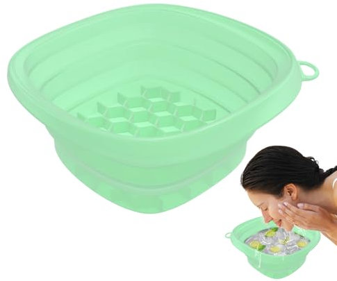 Genérico Cuenco Facial Para Hielo - Baño Frío Facial para Rostro,De Silicona Reutilizable Plegable Con Cubitera Integrada Para Cuidado Facial Spa Y Hogar