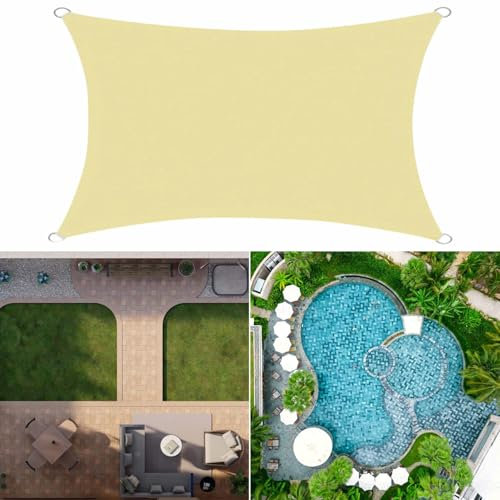 SRHIMEOS 4X8m Rettangolare Vela Ombreggiante Traspirante, Telo Parasole per Esterni Impermeabile, Tende a Vela per Giardino Protezione Solare, Tessuto HDPE