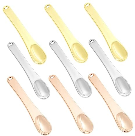 SAFIGLE 9pièces Spatules Cosmétiques Cuillères Pour Crème Visage Outils De Beauté Métal Accessoires De Soins Peau Pour Mélanger Et Prélever Des Produits