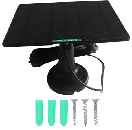 Fiabled - Panel de carga solar ETFE de 5 W micro USB y tipo C para cámaras de seguridad recargables, siempre cargando cargador solar impermeable para cámaras de seguridad