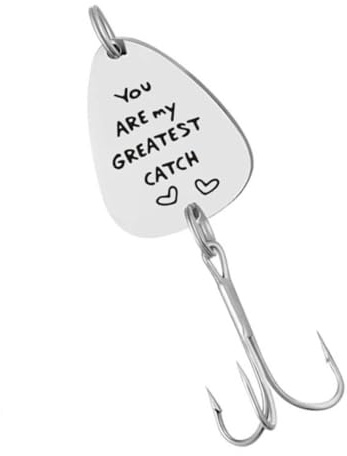 GRIRIW Angelhaken als Vatertagsgeschenk Edelstahl mit Gravur „You Are My Greatest Catch“ Sicherer Angelköder mit Feiner Handwerkskunst und Kreativem Design für Angler