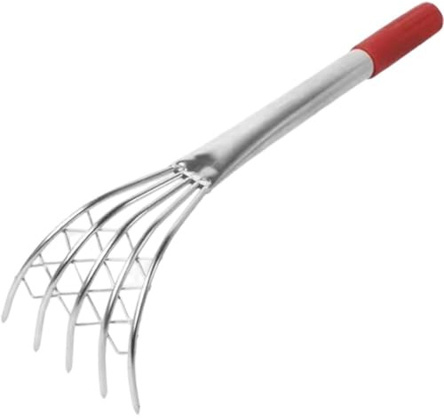 Dianzan Garden Rake Stainless Steel Claw Rake with Mesh Net 5 Tine Multi Functional Landscape Dethatcher for Gardening Beach Digging Clam
