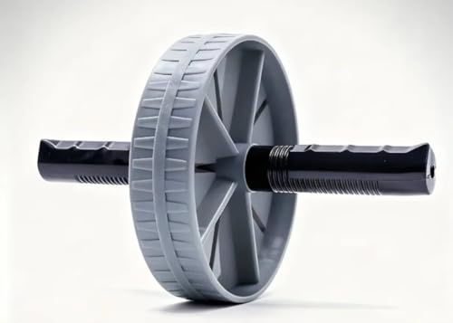 Ab Roller Wheel, Grey, Core Strength Training, 15cm Diameter, Non-Slip Handles