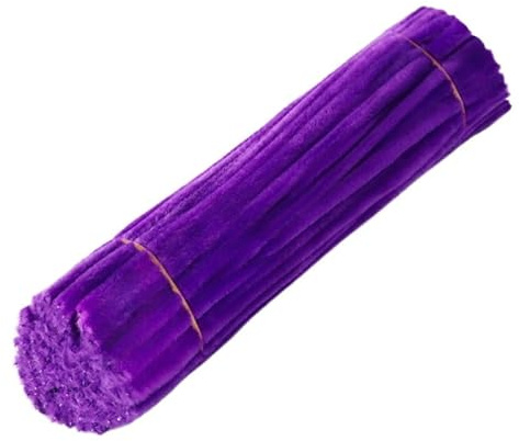 PTNKUIIY 200 Stück Pfeifenreiniger Bunt zum Basteln 8mm Dick Lang 30 cm Chenilledraht Pfeifenputzer Biegeplüsch Basteldraht Pfeifenputzer für DIY-Kunst, Kinder Handwerk, kreativen Blumen DIY -Lila