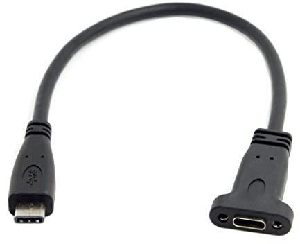CY USB-C USB 3.1 Type C Male to Female Extension Data Cable with Panel Mount Screw Hole