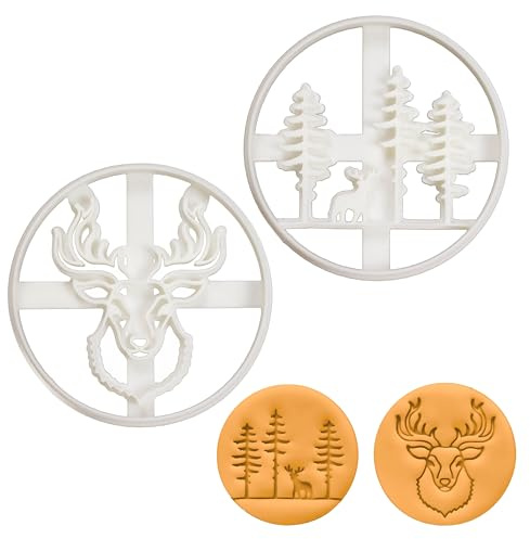 2er Set Hirsch Ausstechformen (Formen: Hirschkopf und Hirsch im Wald), 2 Teil