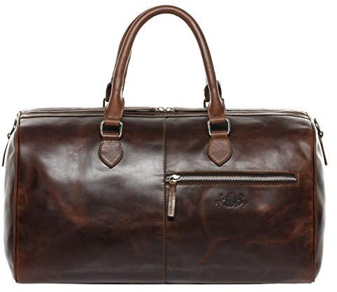 SID & VAIN große Weekender echt Leder - Sporttasche Seattle 46 cm groß - Reisetasche Handgepäck mit Schultergurt - Ledertasche Herren und Damen braun handgefertigt
