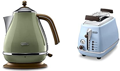 De'Longhi Frühstücksset Icona Vintage - Wasserkocher KBOV2001.GR und Toaster CTOV2103.GR, Grün