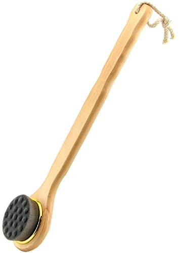 DXIUMZHP Badeburste Mit Langem Stiel Massieren Sie Die Weiche Badebürste, Nano-Level-Plüschfaserborsten Rutschfester, Gewellter Holzgriff Rückenbürste (Color : Natural A, Size : 15.7 * 3.2inches*2)