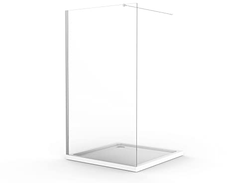 Box Doccia Walk-In 80cm Altezza 200cm Vetro Temperato Trasparente da 8mm con Trattamento Anticalcare