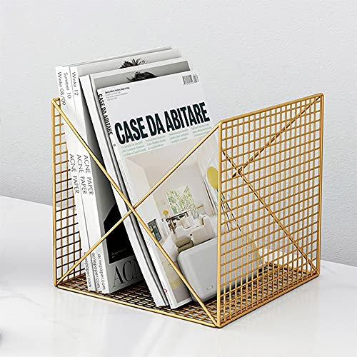 TOMYEUS Stehsammler File Holder Desk Organizer Rack Robuste Metall Storage Magazine Buch Sortierer Organizer Bücherregal for Büro Home Decoration Gold und Schwarz Zeitschriftensammler (Size : C)