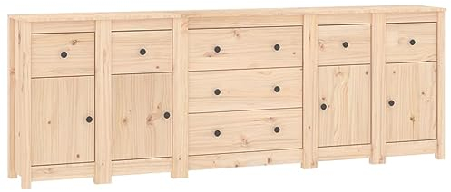 vidaXL Sideboard Schrank Anrichte Kommode Beistellschrank Mehrzweckschrank Standschrank Wohnzimmerschrank 230x35x80cm Massivholz Kiefer