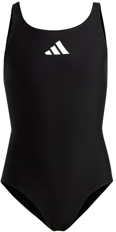 adidas Mädchen Solid Small Logo Swimsuit, Black / White, 9-10 Years