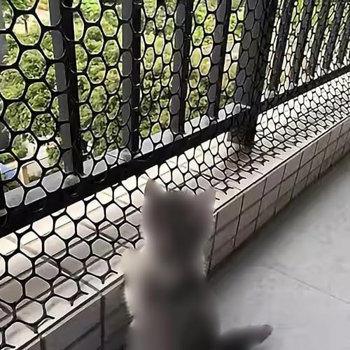 GONCBKVN Black Plastic Pet Fencing for Balcony, Safety Net Protection Net Tools for Railing Stairs Garden, Plastic Chicken Wire Fence Mesh, Can Be Cut (Color : Mesh 0.8cm, Size : 0.5x5m/1.6x16.4ft)