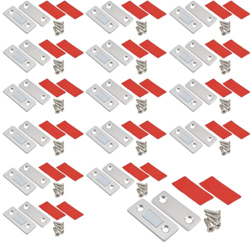 MIN CI 16 Piezas Imanes para Puertas Autoadhesivos Imanes Planos Imán Plateado Cierrapuertas Imán para Muebles Abridor de Puertas Cierre magnético Imanes rectangulares Imán para puerta para cajones P