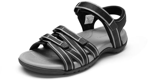 DREAM PAIRS Womens Comfortable Hiking Walking Sandal with Adjustable Hook and Loop Strap, Sports, Travel,Summer Beach Outdoor Light Weight Water Shoes,Size 8,Black,SDSA2403W