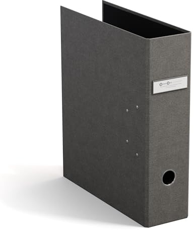 BIGSO ARCHIE Ordner mit 2 Ringen und Hebelmechanik – Ringordner aus Faserplatte und Papier mit Leinenoptik – Ringbuch A4 zum Abheften von losem Papier – grau