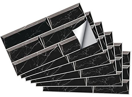 ORFOFE 6St Vintage Fliesenaufkleber Hintergrund Badezimmerdekor in Schwarz und Weiß Vintage-Dekor Badezimmertapete Wand Dekoration Ölfeste Aufkleber Wandtattoos Heckklappe schmücken 3d