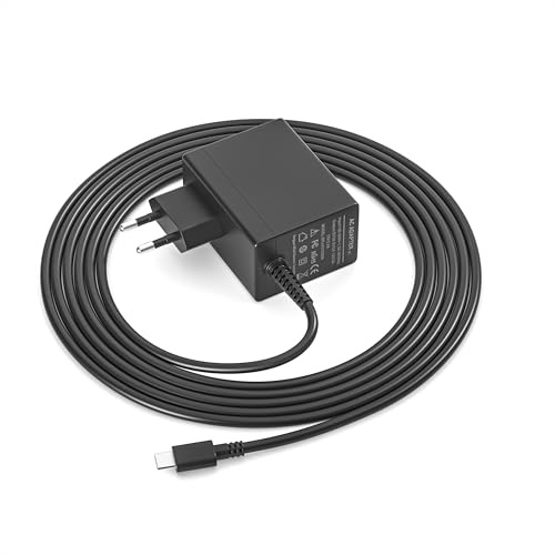 Ladekabel Ladegerät Netzteil für Nintendo Switch/Switch Dock/Pro Controller | für Pro Controller Docking Station, TV Modus, 2,5 Stunden, Schnelles Aufladen mit 1,5m/5ft Typ C Kabel, 15V 2,6A Ladekabel