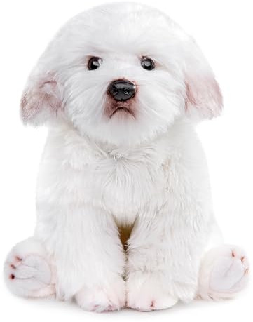 lilizzhoumax Kuscheltier Hund Malteser Plüschtier 38cm plüschhund Kawaii Realistische Spielzeug Hund Ostern Geburtstagsgeschenk für Freunde und Kinder Mädchen/Jungen