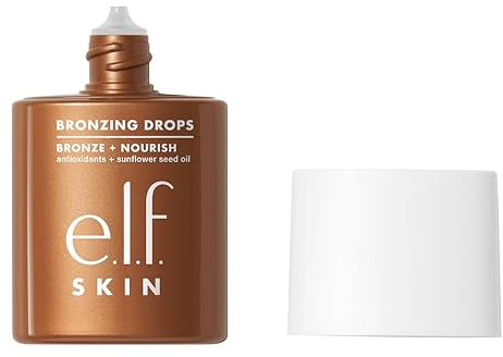 e.l.f. SKIN Bronzing Drops, bronzer liquido per viso e corpo, crea un glow abbronzato, infuso con vitamina E, prodotto vegano e non testato sugli animali, Rose Gold