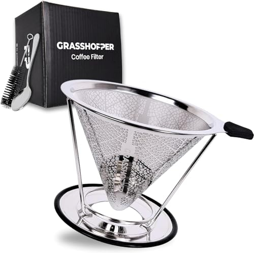 ELUBLU kaffeefilter, Kaffeefilter Wiederverwendbar,Kaffeefilterhalter,Kaffeefilter,Kaffeefilter Edelstahl zur Herstellung von Manuellem Kaffee,mit Schaufel