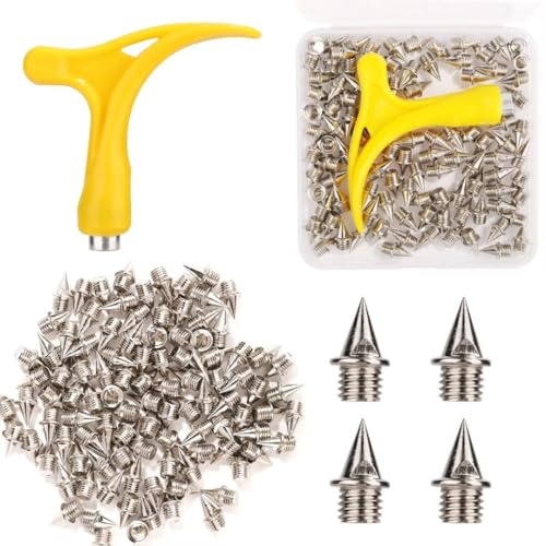 XIHIRCD 100uds Clavos Correr, Acero Inoxidable 0,635cm para Zapatillas Atletismo con 1 Llave para Clavos Clavos Atletismo Suministros Repuesto para Deporte para Cross Country(Plateado)