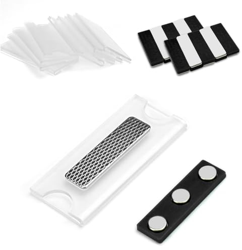 PERFETSELL 10 Pack Placas de Identificación con Imán de 3 puntos Magneticos Nombres Placa Identificacion Magnetico placa Identificacion Trabajador Identificadores Iman con Adhesivos para Oficina