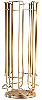 SDFGBNJK Kaffeekapselhalter, Für 24 Dolce Gusto Pods Kompatibel Mit Dolce Gusto, Kaffeekapselaufbewahrung, Organizer Spender, Drehbarer Turmständer,Gold