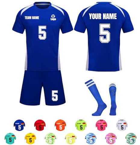 Fussball Trikot Kinder Set Trikot Kinder Personalisiert mit Namen Fussballtrikot Kinder Jungen Personalisiertes Trikot für Erwachsene Fussball Kleidung Trainingsanzug für Kinder