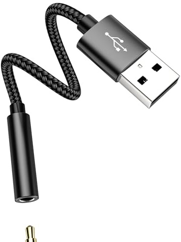 Adaptateur Jack Casque USB Mâle vers 3,5 mm Femelle DAC Câble Audio AUX Convertisseur pour PC Port USB-A pour Apple pour iPhone Interface Voiture Musique pour iPad Compatible avec Samsung Écouteurs