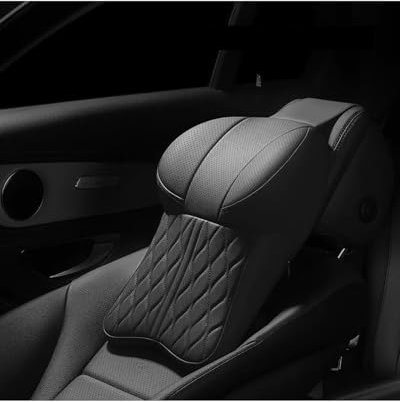 Lendenkissen Auto 1 STÜCKE Auto Komfort Kopfstütze Sitz Weiche Lordosenstütze Kissen Autositz Lordosenstütze Nackenkissen Fahrer Schlaf Lendenkissen Auto Lendenwirbelstützkissen(Black Headrest)