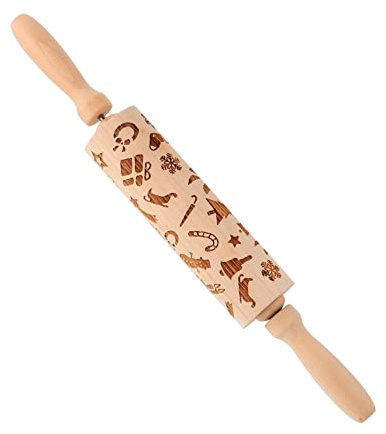 Amosfun Weihnachtliches Nudelholz Aus Holz Gravierte Backteigrolle Mit Schneemann Motiv Kompakte Größe Ergonomisch Für Gebäck Und Plätzchen