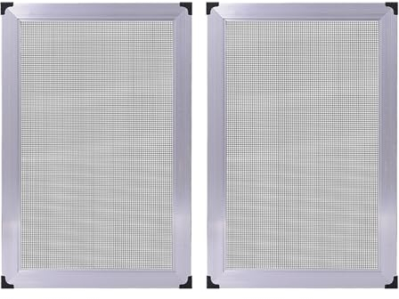 Fliegenschutz Alurahmen Mückengitter 2 Packungen silbernes horizontales Schiebefenstergitter für Hausfenster, Aluminium-Ersatzgitter mit allergieblockierendem Netz, abnehmbares Fenstergitter für den B