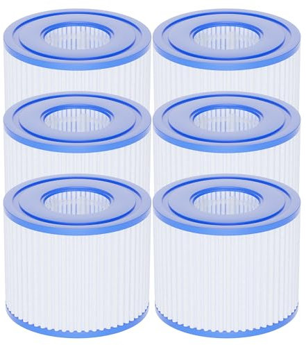 AQUALTRA Type VI Cartouches filtrantes pour Spa Gonflable compatibles avec Les spas Lay-Z, 90352E, 58323E, 58323, 58324 et 90427E, 107 x 79 MM, Lot de 6