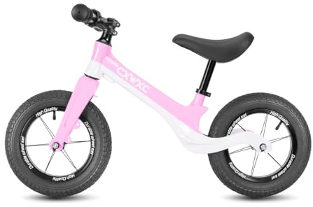CXWXC Laufrad ab 2 Jahre bis zu 30 kg, Magnesiumrahmen, Balance Lauflernrad Sattel höhenverstellbar,12 Zoll Räder, Kinder Laufrad für 24-60 Monate (Rosa)