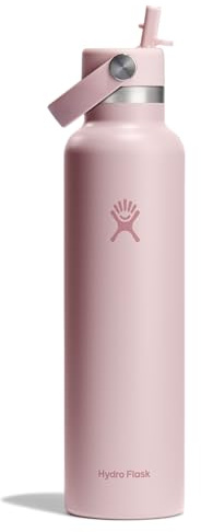 Hydro Flask Water Bottle - Insulated Stainless Steel - Standard Straw Lid, Non Spill, Leakproof in 24 Oz Trillium Pink