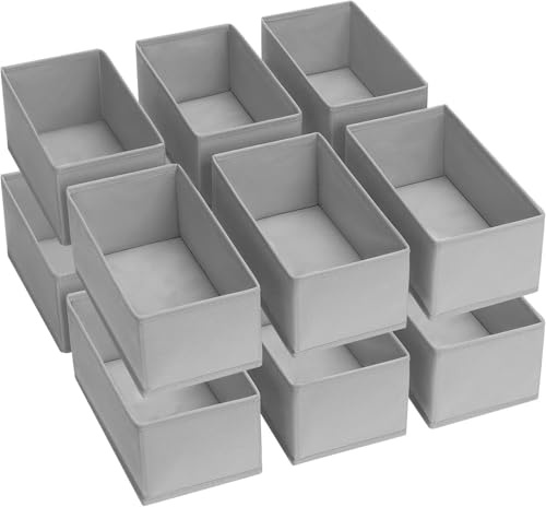 DIMJ Schubladen Organizer Kleiderschrank Organizer - Schrank Organizer Stoff Unterwäsche Organizer, Drawer Organizer Faltbare für Baby Kleidung, Hosen, Kinder Socken, 12 Stück (Hellgrau)