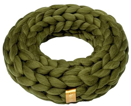 Wollkranz aus 100% Merinowolle – Feuerfest & Farbenfroh - Wolla (Oliv, ⌀ 47 cm)