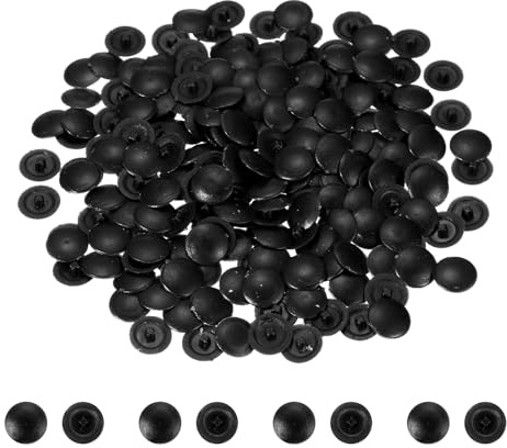 sourcing map 200 Pcs Screw Head Covers, 12mm Plastic Screw Caps Plastic Self-Tapping Caps Hole Covers for Phillips Screws Head for Furniture Cabinet Shelf Decoration, Black