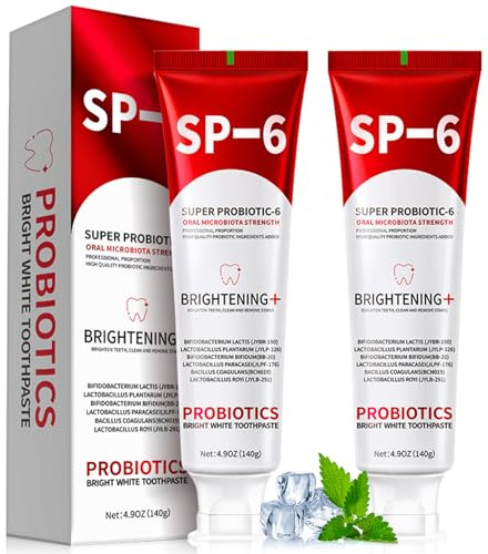 2Pcs SP-6 Dentifricio Probiotico Sbiancante, Whitening Dentifricio con 6 Probiotici, Dentifricio Schiarente Probiotico, Senza Fluoruro, Alito Fresco, Cura Dentale Completa per Denti Sensibili