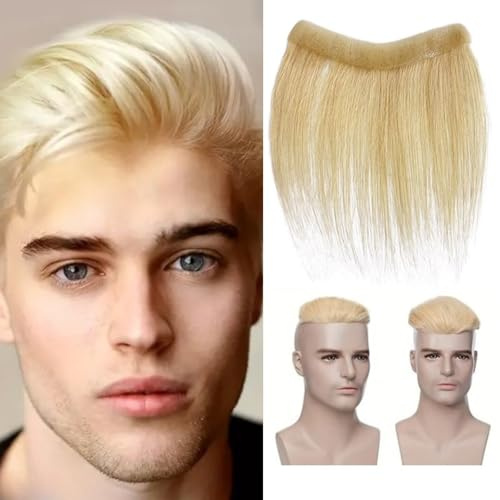 RUNRAYAY Postiche frontale pour hommes et femmes, extensions de cheveux humains, ligne de cheveux en PU, toupet de remplacement de cheveux 613#, 0,58x5,91x6,3 pouces